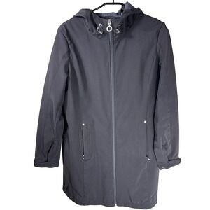 Calvin Klein Womens Black Softshell Hooded Jacket Water Resistant Size L